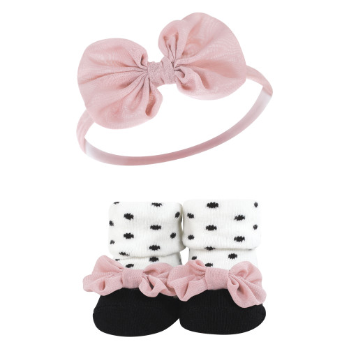 Hudson Baby Headband and Socks Giftset, Burgundy Floral 8-Piece