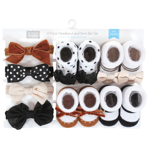 Hudson Baby Headband and Socks Giftset, Classic Neutrals