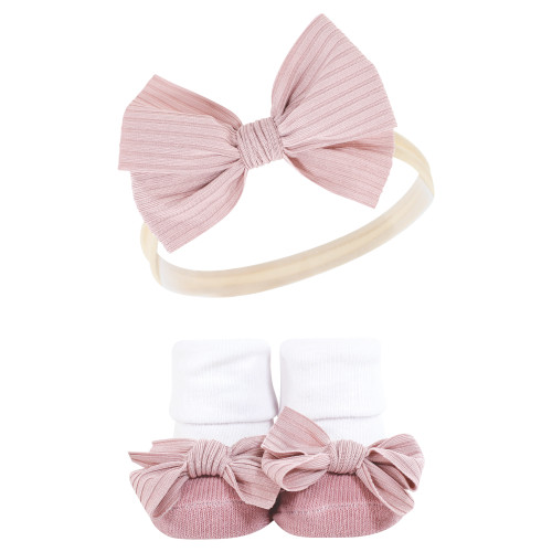 Hudson Baby Headband and Socks Giftset, Blue Blush Floral