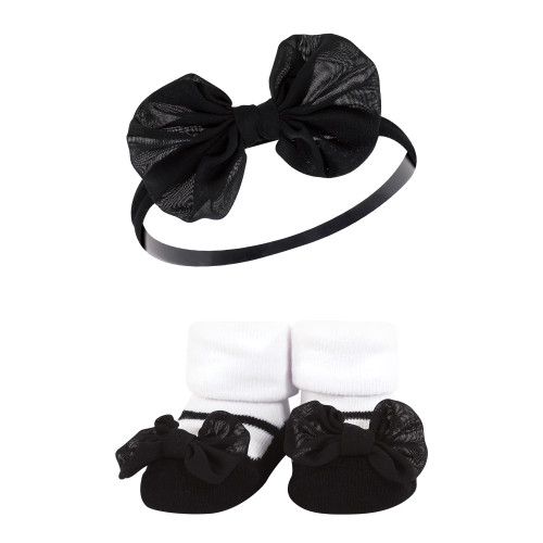 Hudson Baby Headband and Socks Giftset, Red Leopard