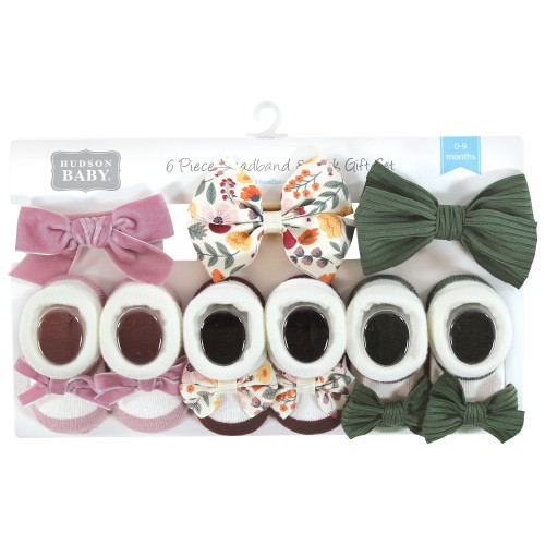 Hudson Baby Headband and Socks Giftset, Fall Botanical