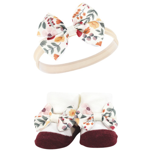 Hudson Baby Headband and Socks Giftset, Fall Botanical
