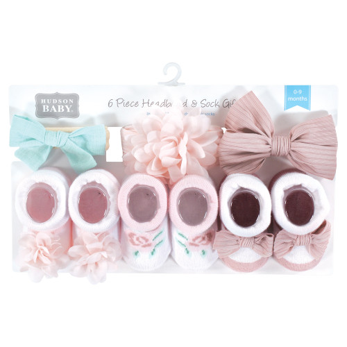 Hudson Baby Headband and Socks Giftset, Soft Floral