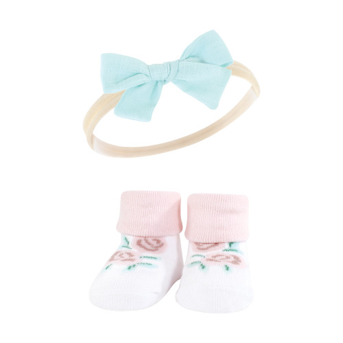 Hudson Baby Headband and Socks Giftset, Soft Floral