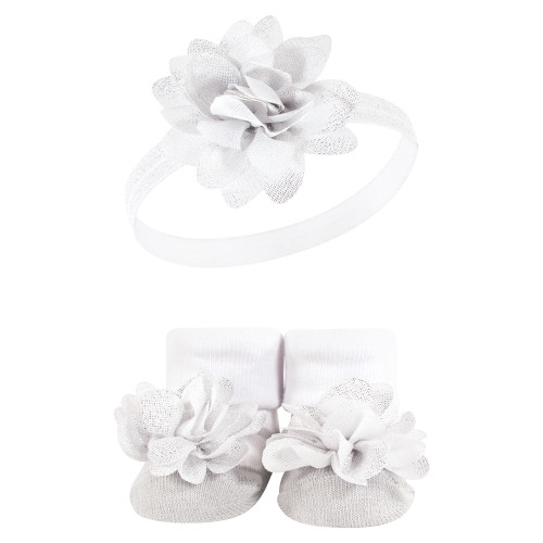 Hudson Baby Headband and Socks Giftset, Pink Burgundy