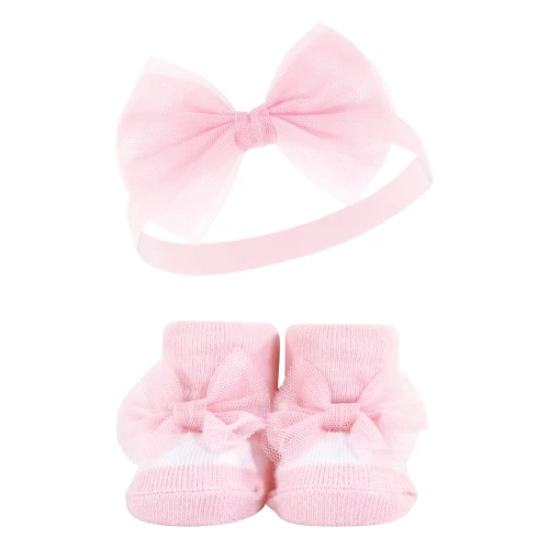 Hudson Baby Headband and Socks Giftset, Pink Lilac