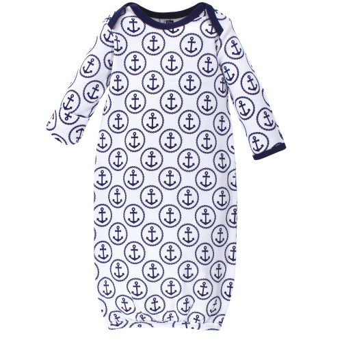 Hudson Baby Boy Cotton Gowns, Whales Anchor, Preemie/Newborn