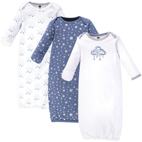 Hudson Baby Boy Cotton Gowns, Cloud Mobile Blue, Preemie/Newborn