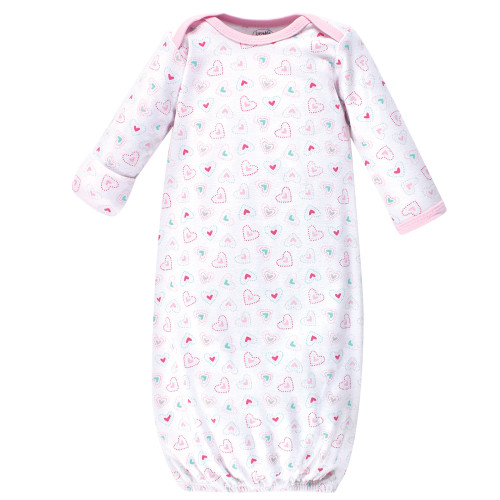 Luvable Friends Girl Cotton Gowns, Girl Elephant Hearts, Preemie/Newborn