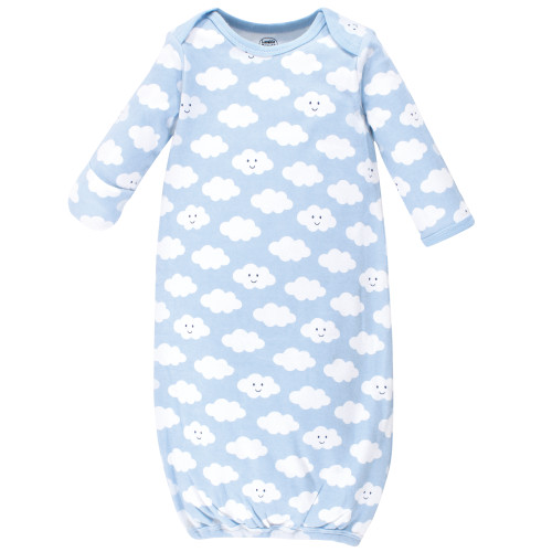 Luvable Friends Boy Cotton Gowns, Boy Clouds, Preemie/Newborn