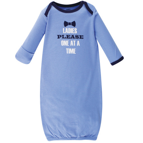 Luvable Friends Boy Cotton Gowns, Gentleman, Preemie/Newborn