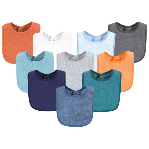 Hudson Baby Drooler Bib with Waterproof Lining, Blue Orange