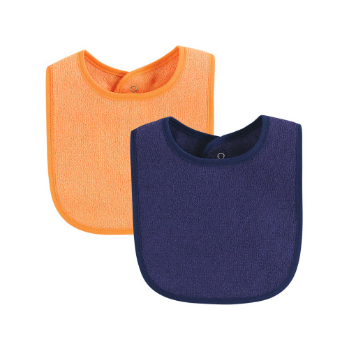 Hudson Baby Drooler Bib with Waterproof Lining, Blue Orange