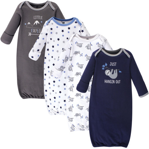 Hudson Baby Infant Boy Cotton Gowns, Little Explorer, Preemie/Newborn