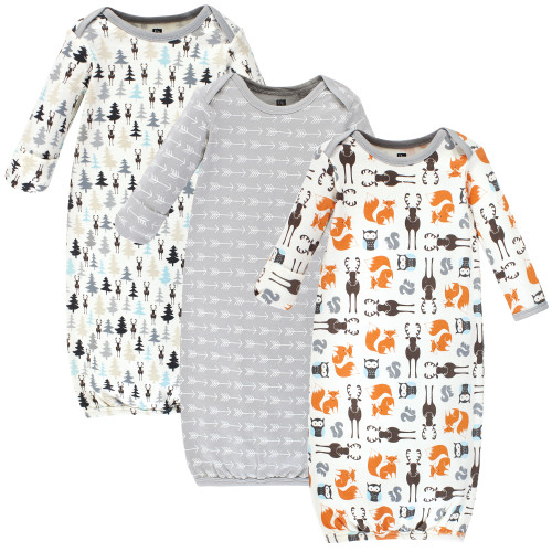 Hudson Baby Cotton Gowns, Unisex Moose, Preemie/Newborn