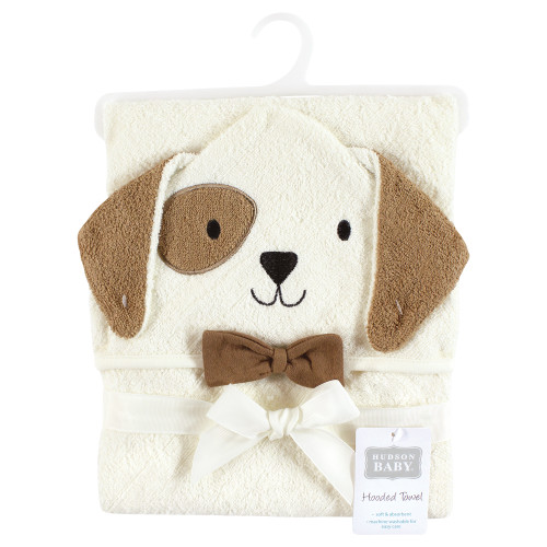 Hudson Baby Cotton Animal Face Hooded Towel, Dog