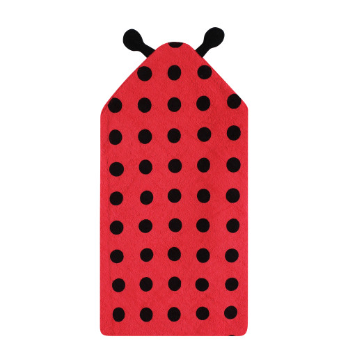 Hudson Baby Cotton Poly Animal Face Hooded Towel, Red Ladybug
