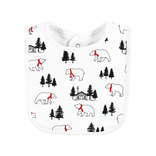 Hudson Baby Cotton Bibs, Buffalo Plaid Bear