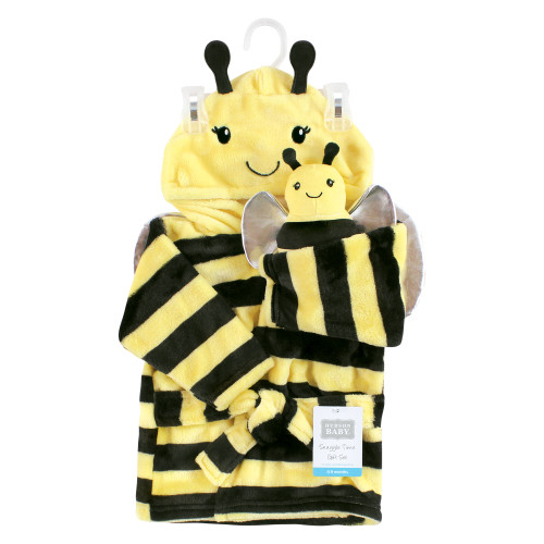 Hudson Baby Plush Bathrobe and Toy Set, Bee