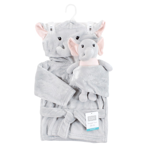 Hudson Baby Plush Bathrobe and Toy Set, Dreamy Elephant Girl