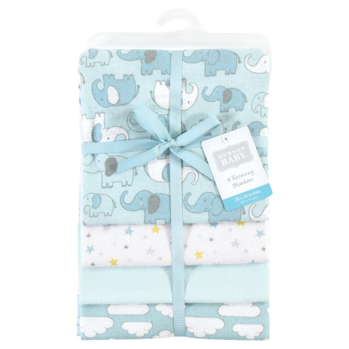 Hudson Baby Cotton Flannel Receiving Blankets, Boy New Elephant