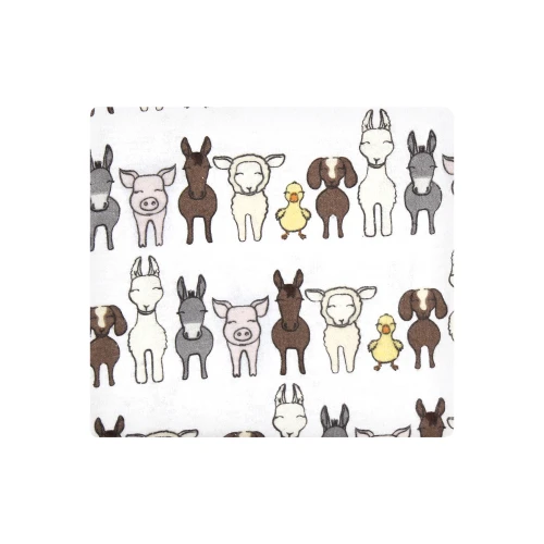 Hudson Baby Cotton Flannel Receiving Blankets, Farm Friends Grey