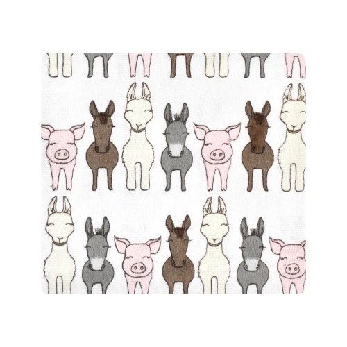 Hudson Baby Cotton Flannel Receiving Blankets, Farm Friends Pink