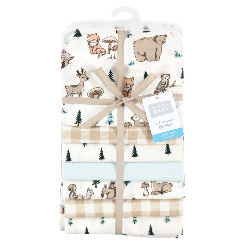 Hudson Baby Cotton Flannel Receiving Blankets Bundle, Boy Woodland Pals