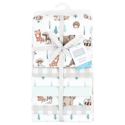 Hudson Baby Cotton Flannel Receiving Blankets Bundle, Neutral Woodland Pals