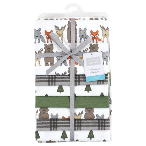 Hudson Baby Cotton Flannel Receiving Blankets Bundle, Wild Forest