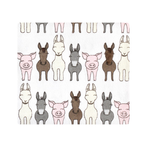 Hudson Baby Cotton Flannel Receiving Blankets Bundle, Farm Friends Pink