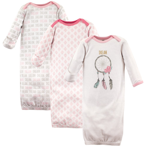 Hudson Baby Infant Girl Cotton Gowns, Dream Catcher, Preemie-Newborn