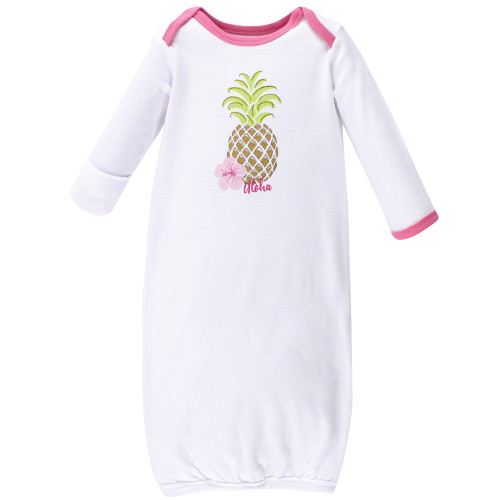 Hudson Baby Infant Girl Cotton Gowns, Pineapple, Preemie-Newborn