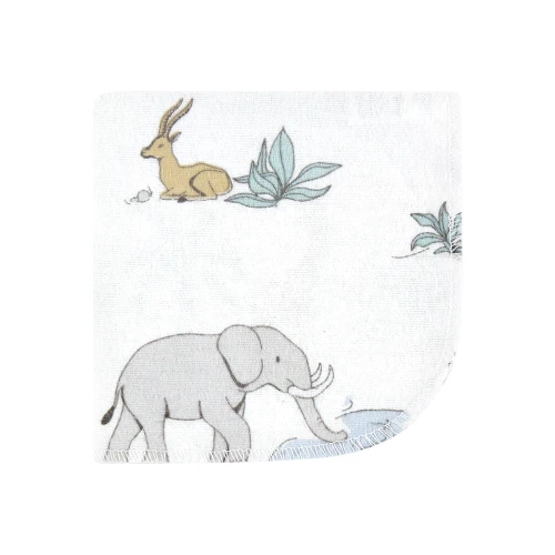Hudson Baby Flannel Cotton Washcloths, Boy Safari World 12-Pack