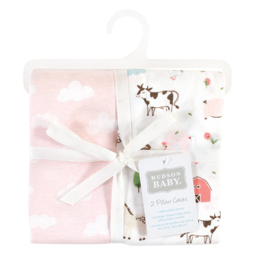 Hudson Baby Cotton Toddler Pillow Case, Girl Farm Animals