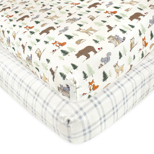 Hudson Baby Cotton Fitted Crib Sheet, Forest Animals, One Size