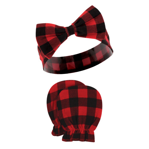Hudson Baby Cotton Headband and Scratch Mitten Set, Christmas Tree Truck