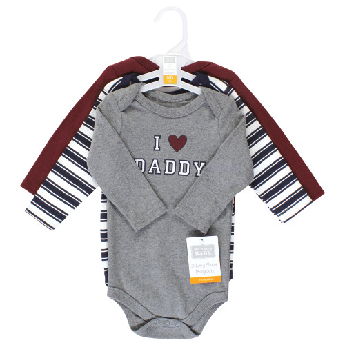 Hudson Baby Cotton Long-Sleeve Bodysuits, Boy Daddy 3-Pack