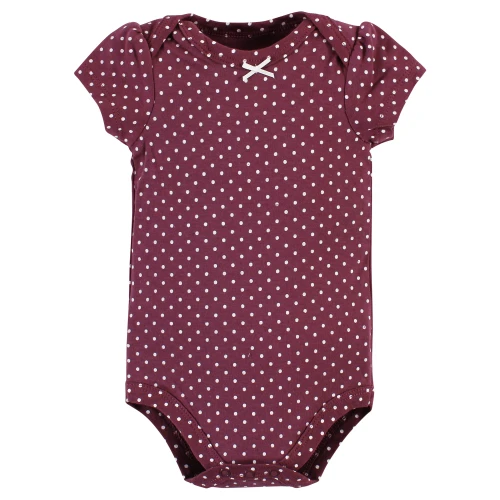 Hudson Baby Cotton Bodysuits, Plum Wildflower 3 Pack