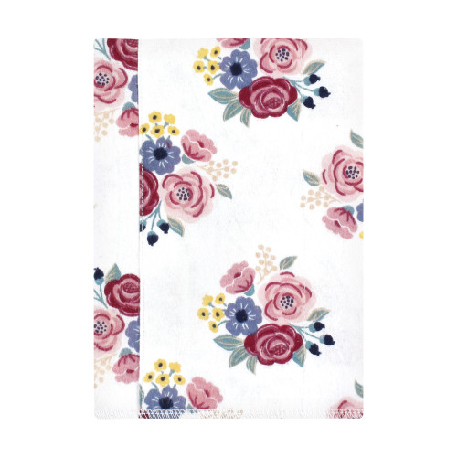Hudson Baby Cotton Flannel Burp Cloths, Blush Navy Floral 4-Pack