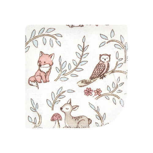 Hudson Baby Flannel Cotton Washcloths, Girl Woodland Pals 12Pk