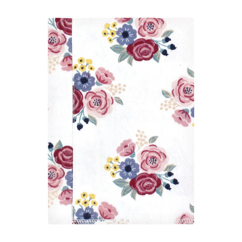 Hudson Baby Cotton Flannel Burp Cloths, Blush Navy Floral 7-Pack