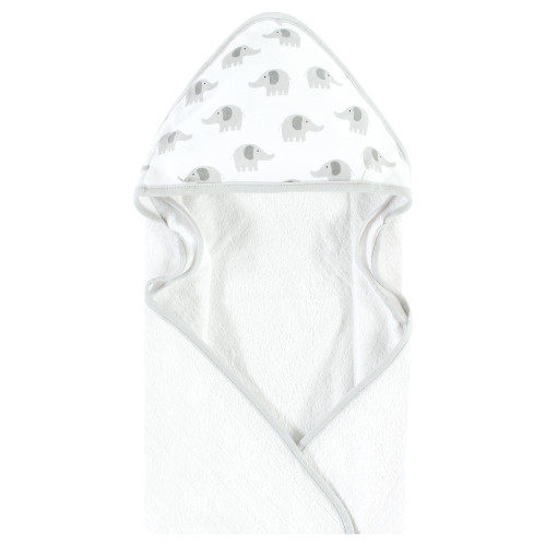 Hudson Baby Cotton Animal Face Hooded Towel, Gray Elephant
