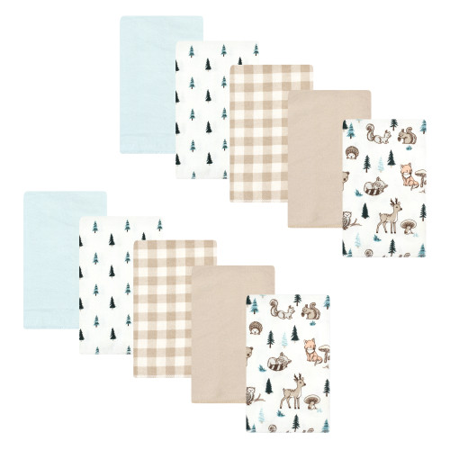 Hudson Baby Cotton Flannel Burp Cloths, Boy Woodland Pals 10-Pack