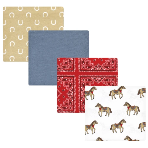 Hudson Baby Cotton Flannel Receiving Blankets, Cowboy
