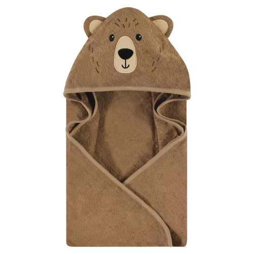 Hudson Baby Cotton Animal Face Hooded Towel, Brown Bear 2-Pack