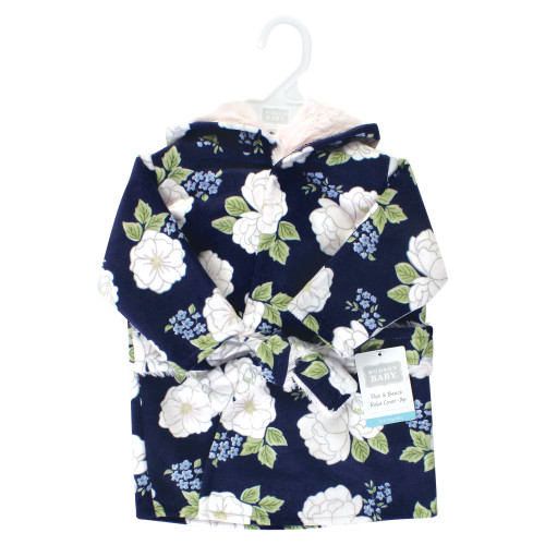 Hudson Baby Mink with Faux Fur Lining Pool and Beach Robe Cover-ups, White Peonies