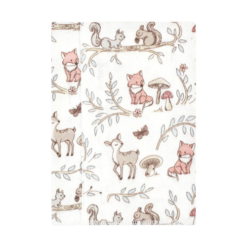 Hudson Baby Cotton Flannel Burp Cloths, Girl Woodland Pals