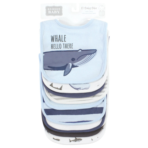 Hudson Baby Cotton Bibs, Boy Whale Shark