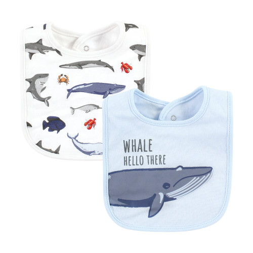 Hudson Baby Cotton Bibs, Boy Whale Shark
